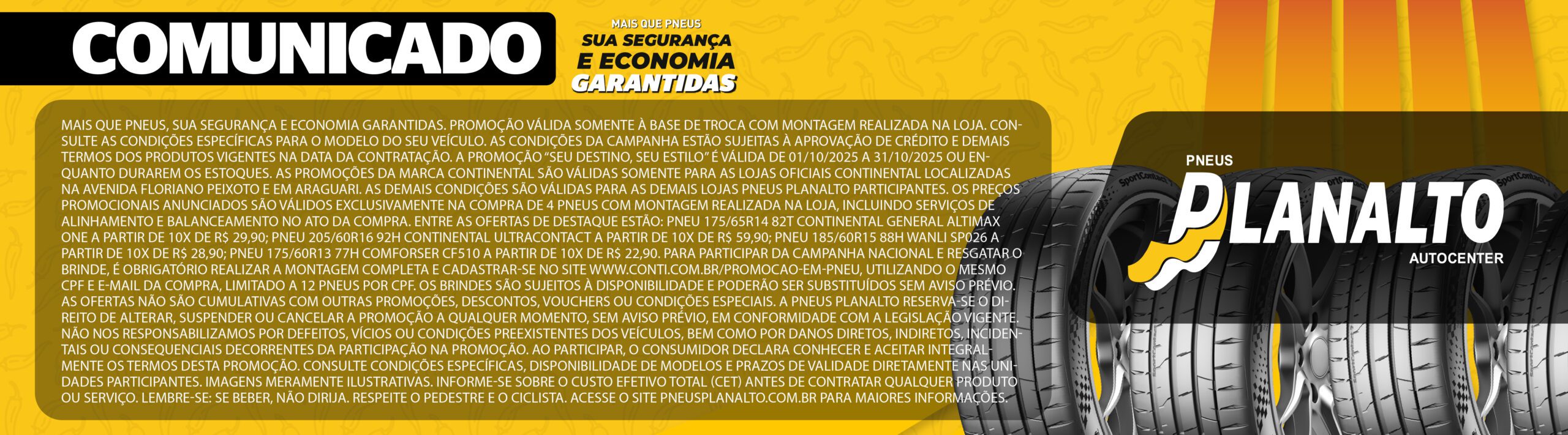 Pneus Planalto Capa de Site 1025_Comunicado