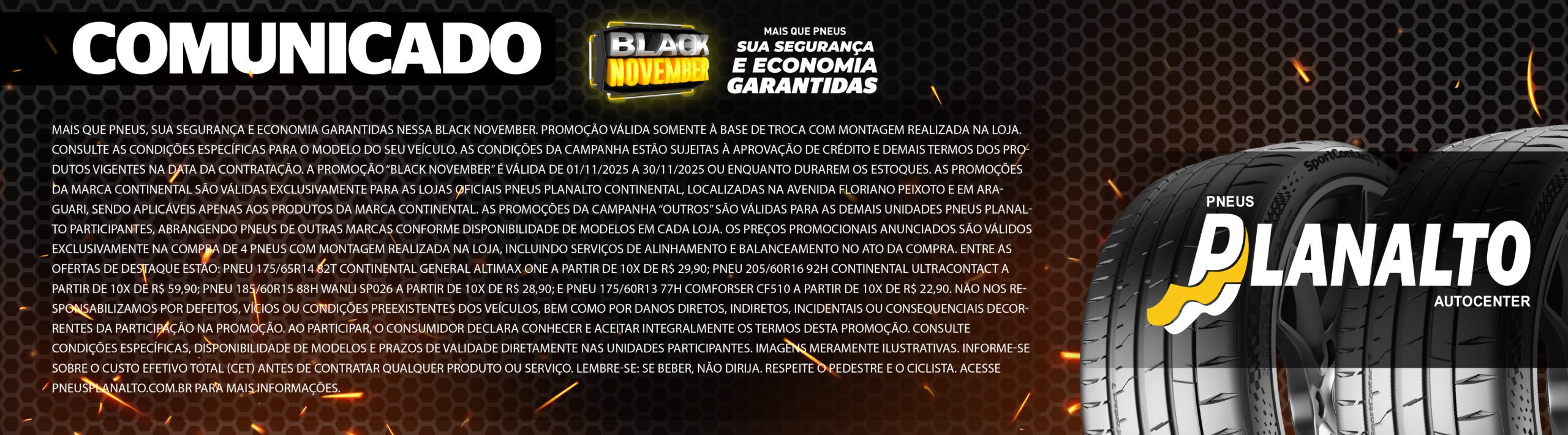 Pneus Planalto Capa de Site 1125_Comunicado